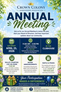 Read more about the article Crown Colony HOA Annual Meeting is Almost Here