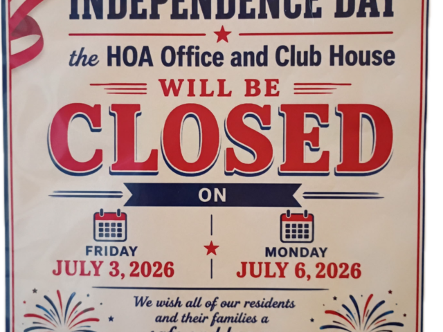 CCHOA Office Closure for Independence Day