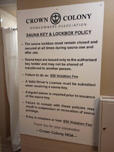 Read more about the article Sauna Key and Lockbox Policy Reminder